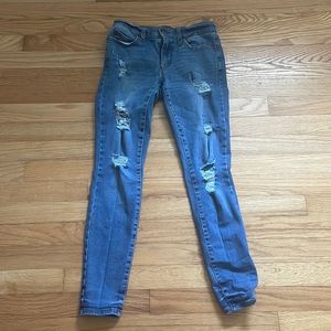 High waisted distressed jeggings